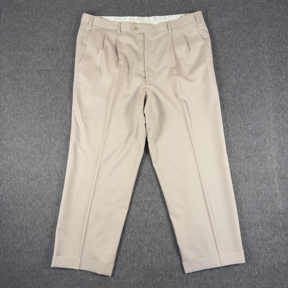 Brioni Sport Pants Mens 38R Beige Wool Pleated Cuffed Dress Italy Trousers